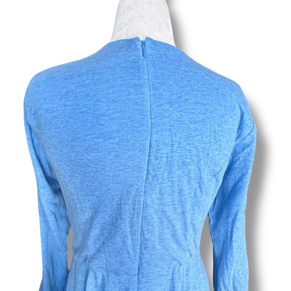 eShakti Blue Embroidered Fox Sun Clouds Cotton Spandex Long Sleeve Dress - Picture 7 of 12